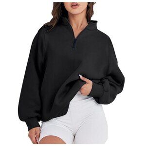 Women Long Sleeve Oversized Half Zip Pullover Sweatshirt Y2K Hoodie Sweater